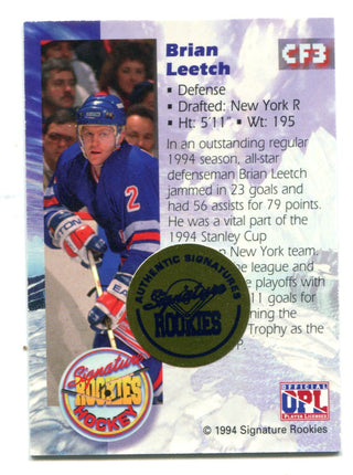 Brian Leetch 1994 Signature Rookies #CF3 Autographed Card /1050