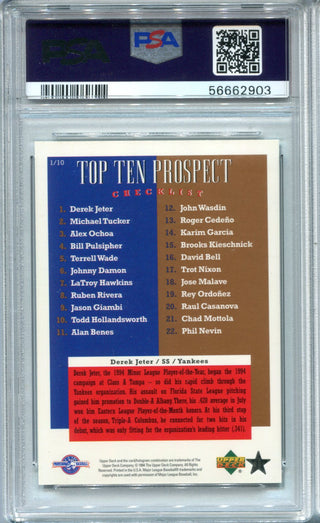 Derek Jeter 1995 Upper Deck Minor League Prospects #1 PSA 9 Card