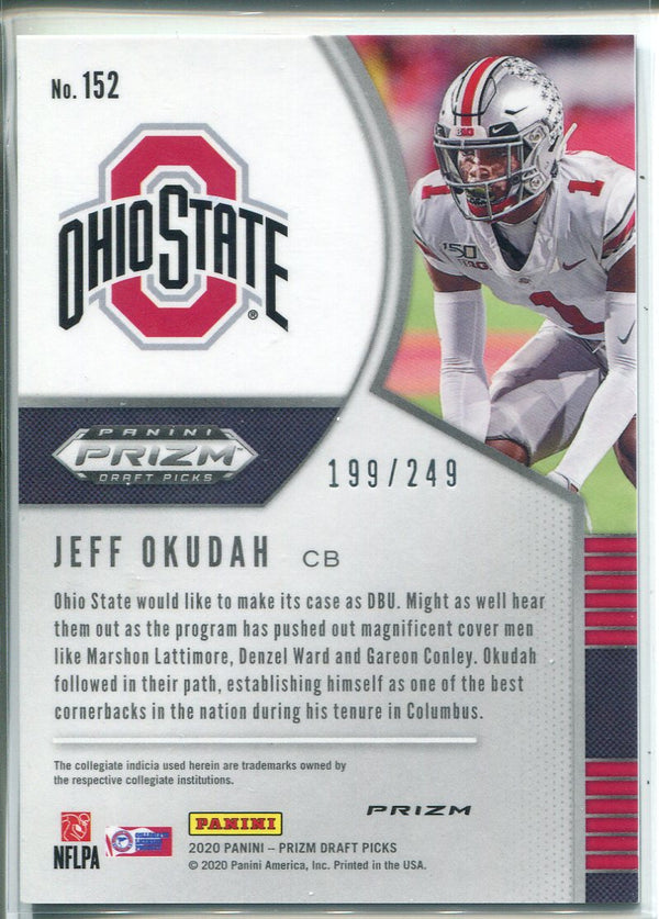 Jeff Okudah 2020 Prizm Draft Picks Green & Yellow Rookie Card 199/249