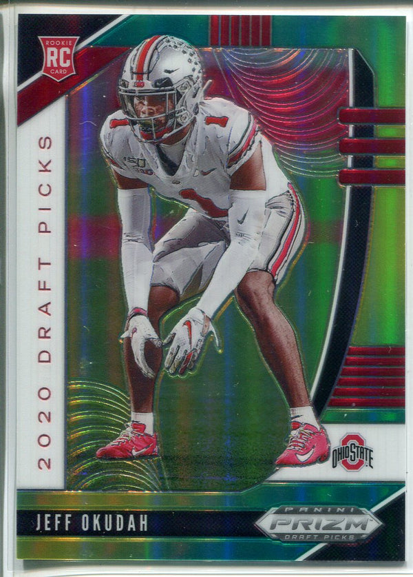 Jeff Okudah 2020 Prizm Draft Picks Green & Yellow Rookie Card 229/249