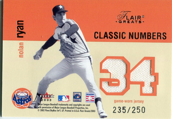Nolan Ryan and George Brett 2003 Fleer Game Worn Card /250