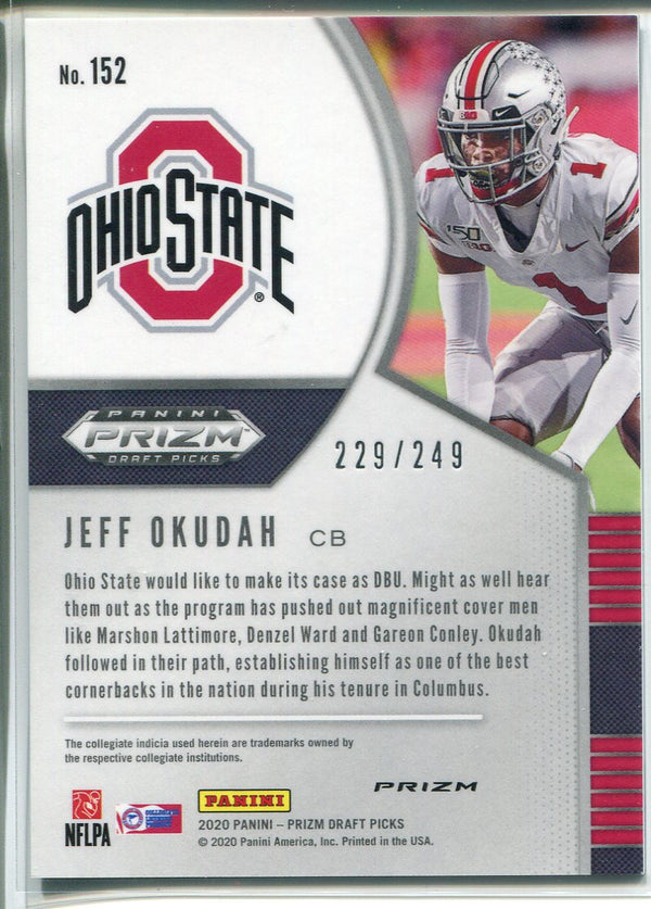 Jeff Okudah 2020 Prizm Draft Picks Green & Yellow Rookie Card 229/249