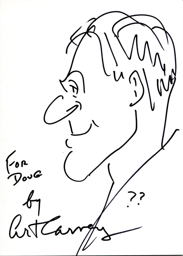 Art Carney Autographed Cartoon Drawing