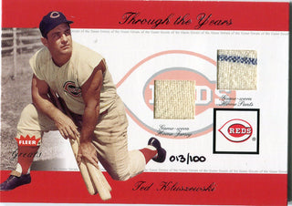 Ted Kluszewski 2002 Fleer Game Used Jersey Card /100