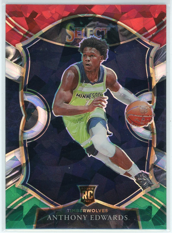 Anthony Edwards 2020-21 Panini Select Concourse Red/Green Prizm Rookie Card #61