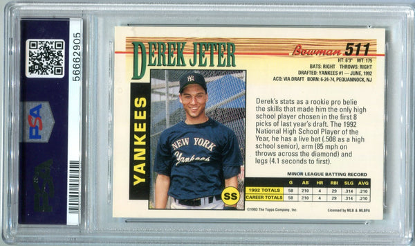 Derek Jeter 1993 Bowman #511 PSA NM-MT 8 Card