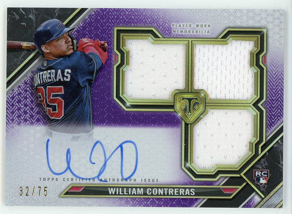 William Contrrearas Autographed 2021 Topps Triple Threads Rookie Jersey Card #RFPAR-WC