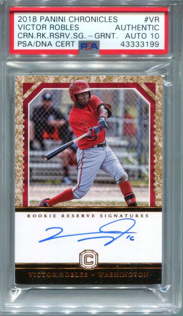 Victor Robles 2018 Panini Chronicles Rookie Reserve Signatures Card #24/25 (PSA)