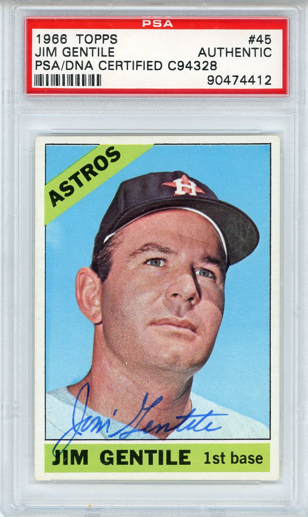 Jim Gentile Autographed 1966 Topps Card #45 (PSA)