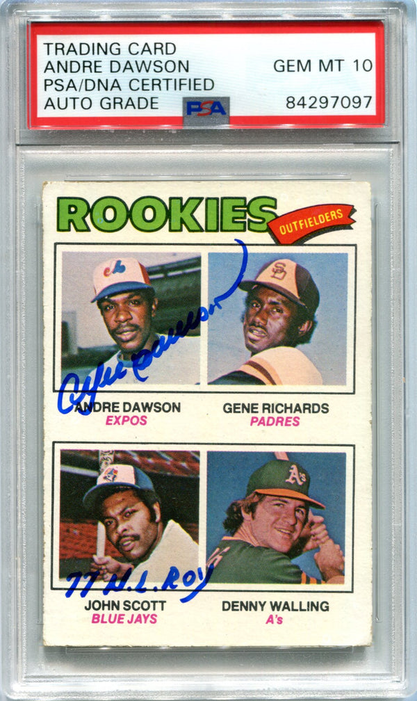 Andre Dawson "77 NL ROY" Autographed 1977 Topps Rookie Card (PSA)