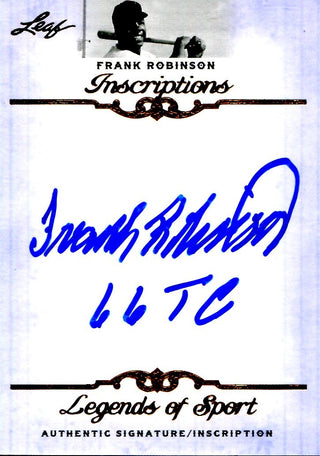 Frank Robinson 2012 Leaf Legends of Sport Autographed Card
