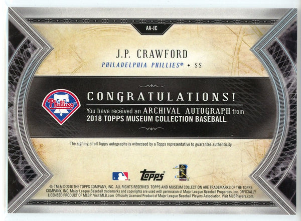 JP Crawford Autographed 2018 Topps Museum Collection Card #AA-JC