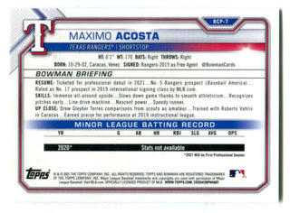 Maximo Acosta 2021 Topps Bowman Chrome 1st Bowman #BCP7 Card