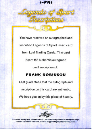 Frank Robinson 2012 Leaf Legends of Sport Autographed Card