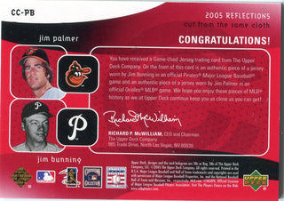 Jim Palmer and Jim Bunning 2005 Upper Deck Game Used Jersey Card /99
