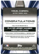 Miguel Cabrera Topps Commemorative Jersey Number Medallion