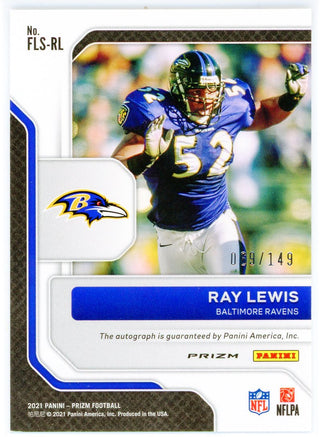 Ray Lewis Autographed 2021 Panini Prizm Franchise Legends Card #FLS-RL