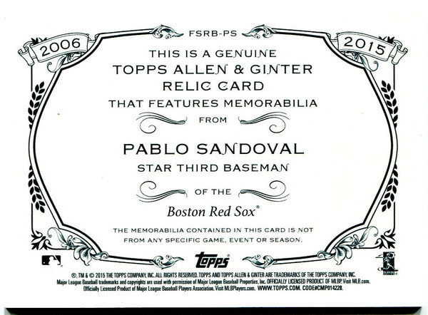 Pablo Sandoval Topps Allen & Ginter 2015 Bat Card