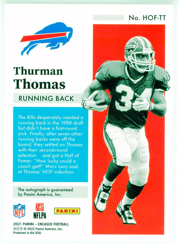 Thurman Thomas Autographed 2021 Panini Encased Hall of Fame Card #HOF-TT