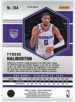 Tyrese Haliburton 2020-21 Panini Mosaic Yellow Prizm NBA Debut Rookie Card #264