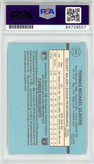 Tom Glavine Autographed 1988 Donruss Card #644 (PSA Auto Gem Mt 10)