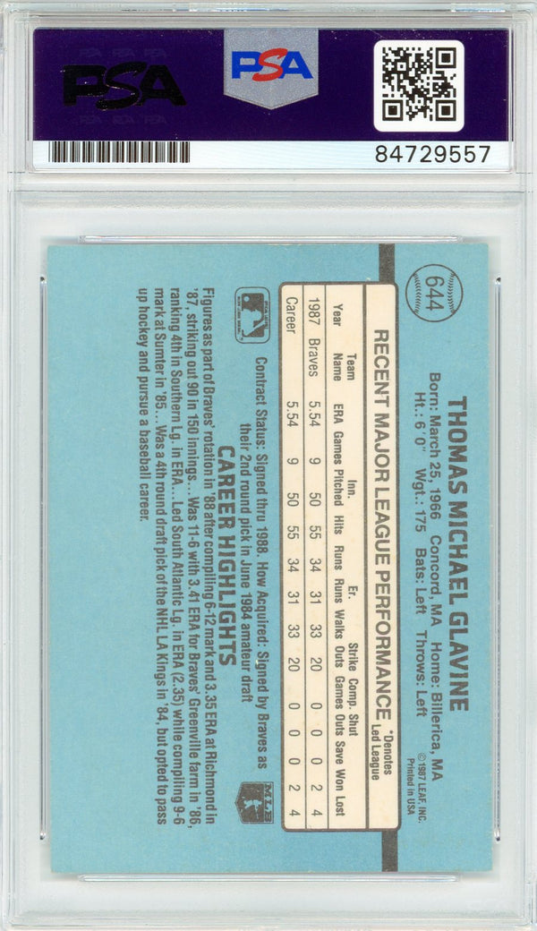 Tom Glavine Rookie Card 1988 Donruss #644 PSA 3