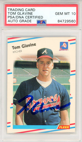 Tom Glavine Autographed 1988 Fleer Card #539 (PSA Auto Gem Mt 10)