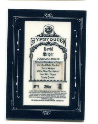 David Wright 2011 Topps Gypsy Queen #FMRCDW Jersey Card