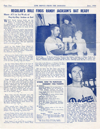 Brooklyn Dodgers Lines Drives Program 1956 Volume 15 No. 3 Carl Furillo