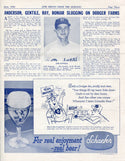 Brooklyn Dodgers Lines Drives Program 1956 Volume 15 No. 3 Carl Furillo