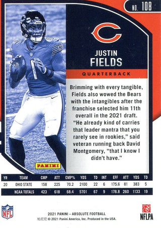 Justin Fields 2021 Panini Absolute Rookie Green Card