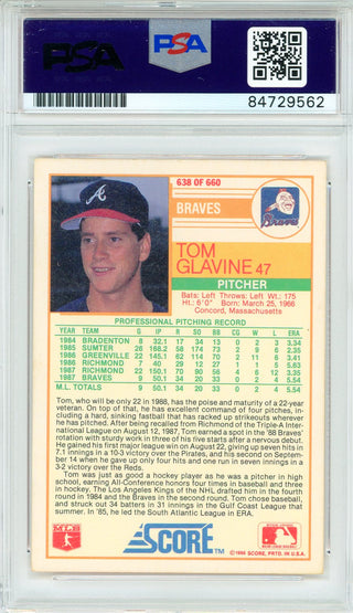 Tom Glavine Autographed 1988 Score Card #638 (PSA Auto Gem Mt 10)