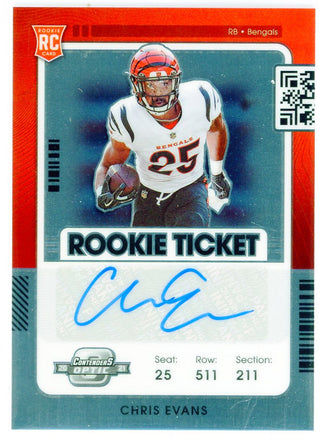 Chris Evans Autographed 2021 Panini Contenders Optic Rookie Ticket Card #184
