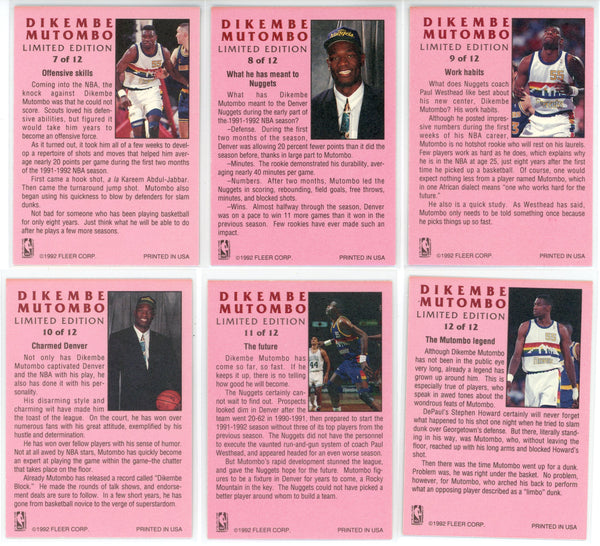 1992 Fleer Dikembe Mutombo Limited Edition Set of 12 Cards | Hollywood Collectibles 1992 Fleer Dikembe Mutombo Limited Edition Set of 12 Cards | Hollywood Collectibles