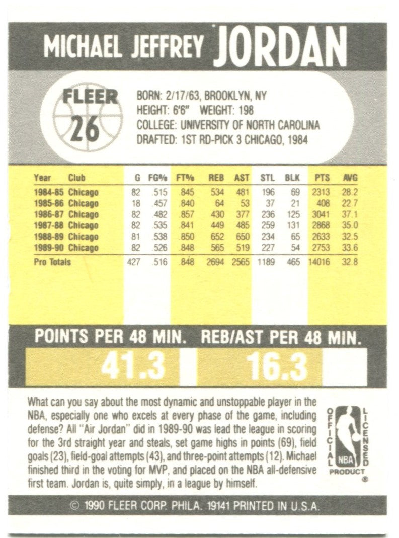 how much is a 1990 fleer michael jordan