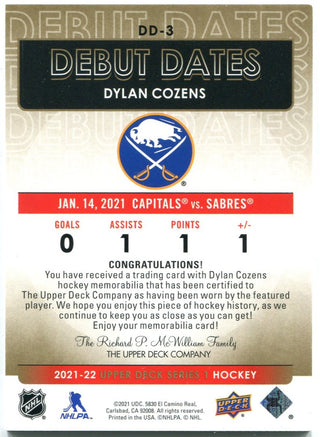 Dylan Cozens Upper Deck Jersey Card Debut Dates