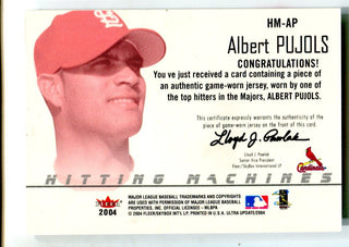 Albert Pujols 2004 Fleer Hitting Machines Jersey CARD #HMAP