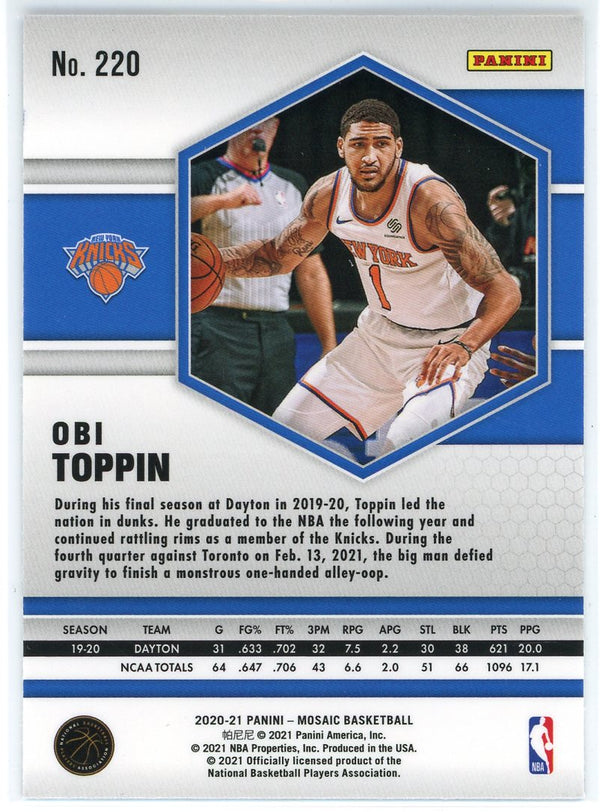 Obi Toppin 2020-21 Panini Mosaic Silver Rookie Card #220