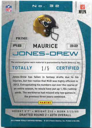 Maurice Jones-Drew 2013 Totally Certified Game Worn Jersey Card /5
