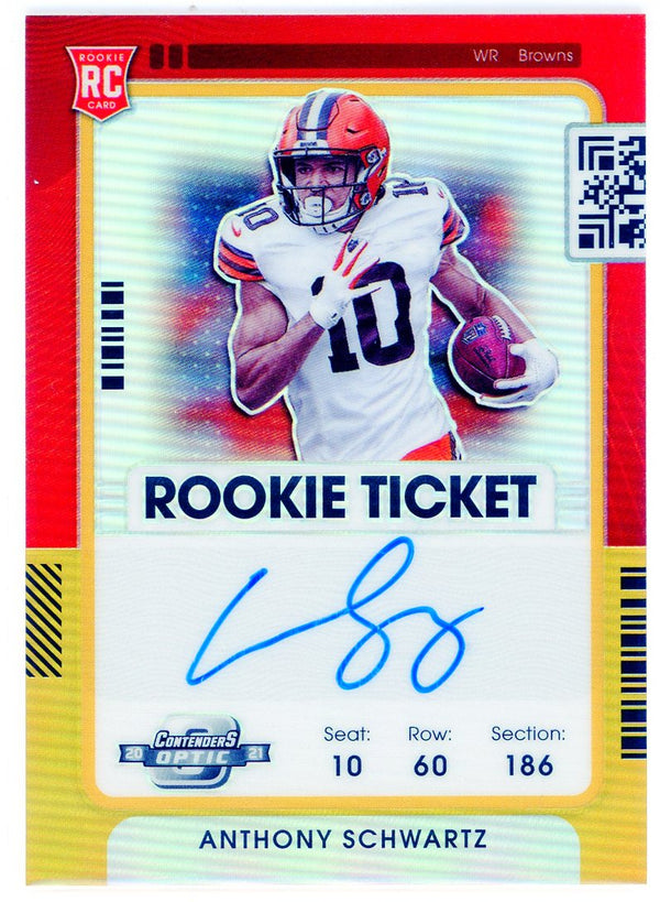 Anthony Schwartz Autographed 2021 Panini Contenders Optic Rookie Ticket Gold Prizm Card #128