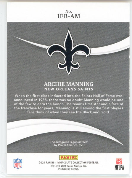 Archie Manning Autographed Signed New Orleans Saints (Black Jersey