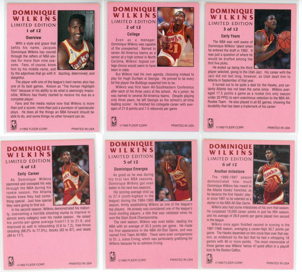 1992 Fleer Dominique Wilkins Limited Edition Set of 12 Cards 1992 Fleer Dominique Wilkins Limited Edition Set of 12 Cards