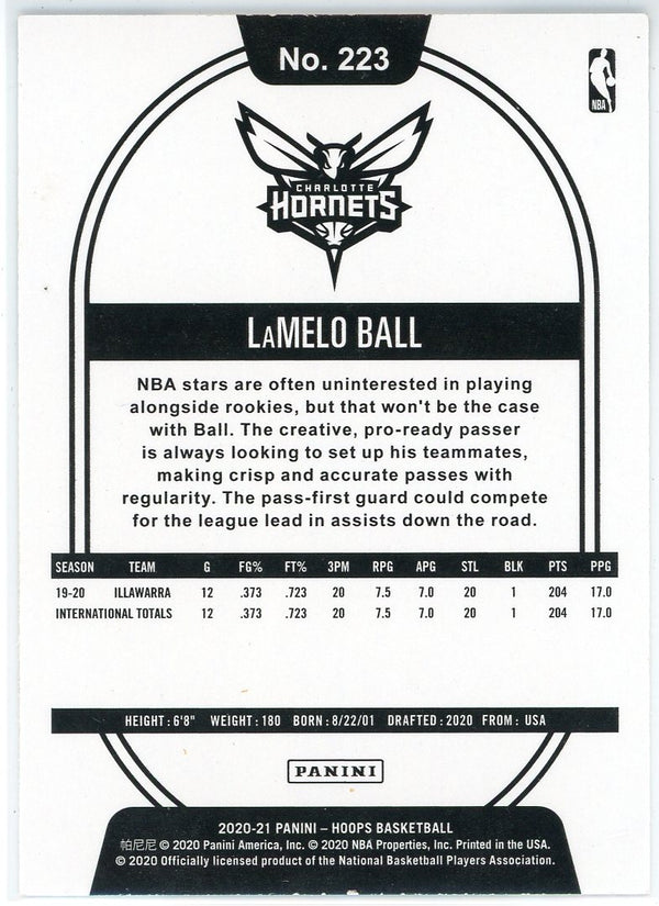 LaMelo Ball 2021 Panini NBA Hoops Rookie Card #223