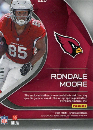 Rondale Moore Autographed 2021 Panini Spectra Rookie Memorabilia Card #9/10