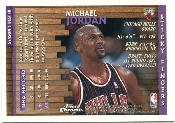 Michael Jordan 1996 Topps Chrome Sticky Fingers Card