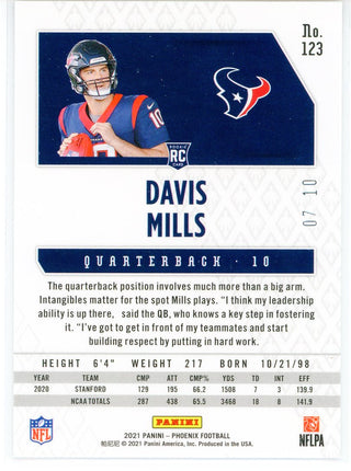 Davis Mills 2021 Panini Phoenix Rookie Card #123
