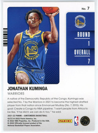 Jonathan Kuminga 2021-22 Panini Contenders Draft Class Rookie Card #7