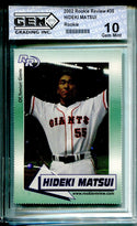 Hideki Matsui 2002 Rookie Review Unsigned Card (GEM)