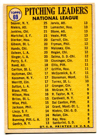 NL Pitching Leaders 1970 Topps Card #69