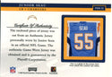 Junior Seau 2002 Playoff Game Worn Jersey Card